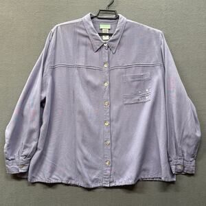 220 Hickory Lagenlook Rayon Cotton Linen Loose Fit Button Dwn Shirt 3XL Lavender